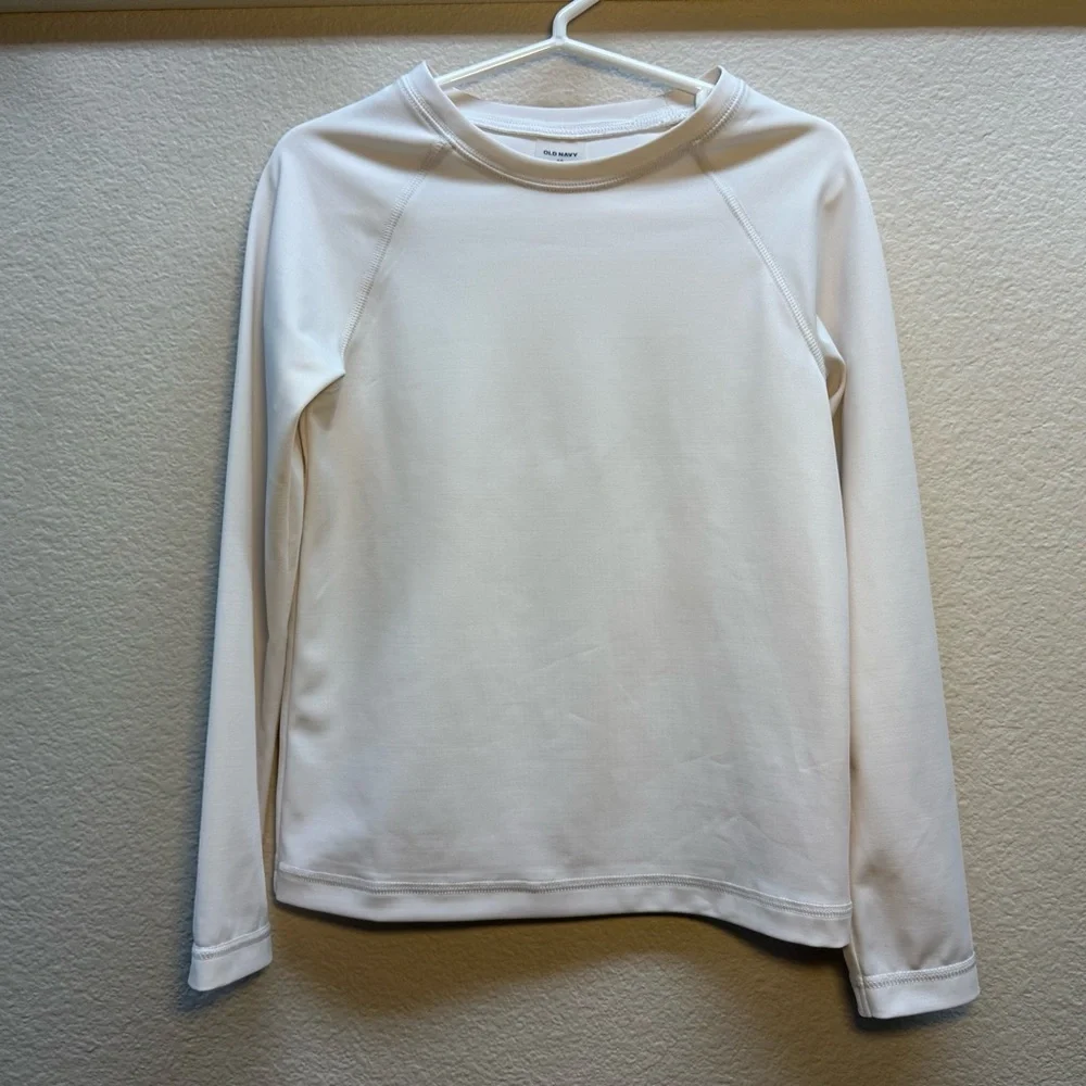 White Long Sleeve Boys Rash Guard-Old Navy
